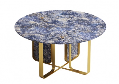 Blue slate round dining table