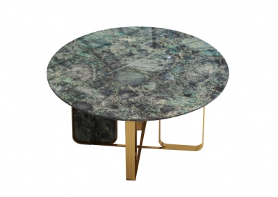 Green natural stone round dining table