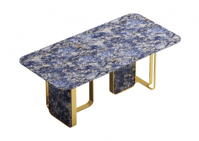 Blue slate rectangular dining table