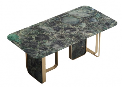 Green natural stone rectangular dining table