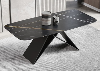 Black gold rock board dining table