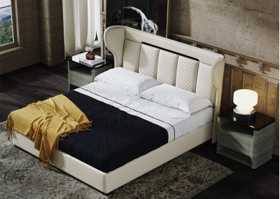 Genuine leather platform bed