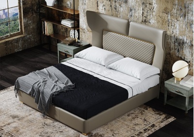 Genuine leather platform bed