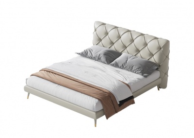 Genuine leather platform bed