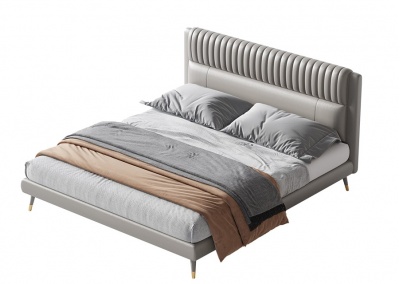 Genuine leather platform bed