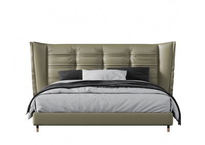 Genuine leather platform bed