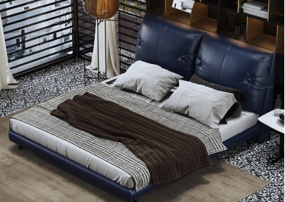 Genuine leather platform bed