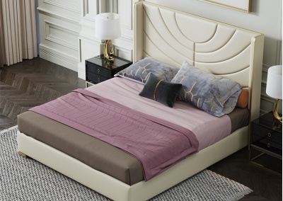 Genuine leather platform bed