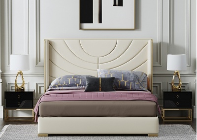 Genuine leather platform bed