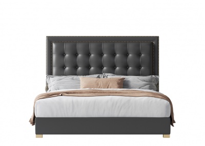 Genuine leather platform bed