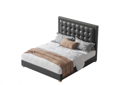 Genuine leather platform bed