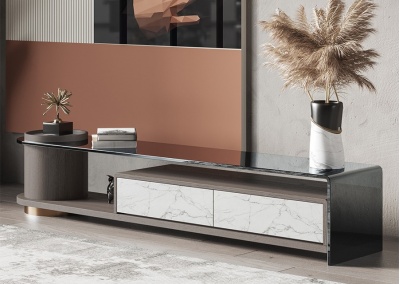 Glass countertop TV cabinet