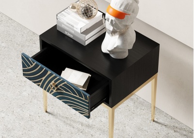 Solid wood printing bedside table