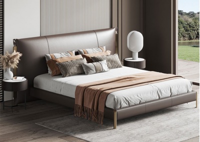 Leather platform bed