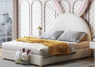 Simulated leather platform bed 