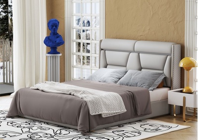 Leather platform bed