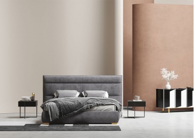 Leather platform bed